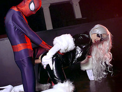 Blonde minx Mila Milan fucked doggy style by horny spiderman